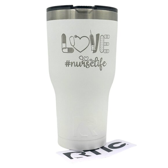 LASER ENGRAVED RTIC 30oz TUMBLER in WHITE - #NURSE LIFE, NURSE HUMOR - Picture 1 of 2